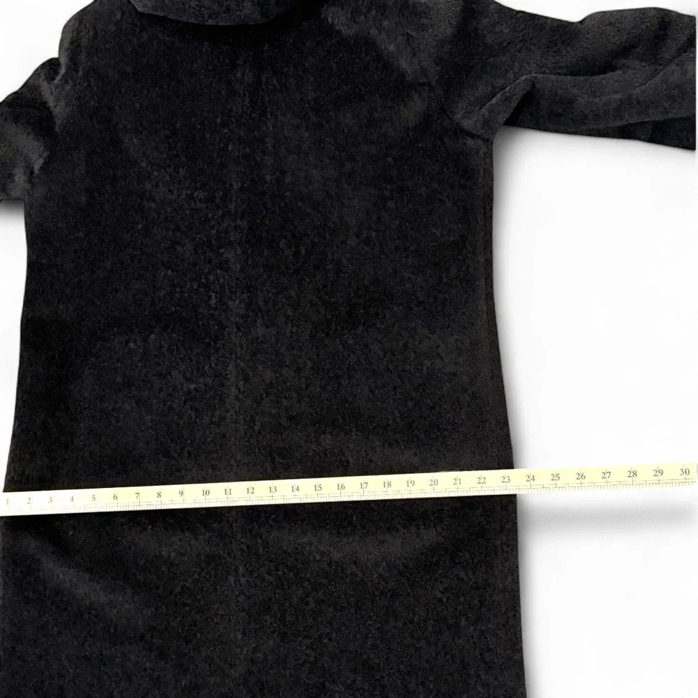 Max Mara Alpaca Wool Hooded Long Coat — Double Breasted, Black, Size 8 - Picture 11 of 12